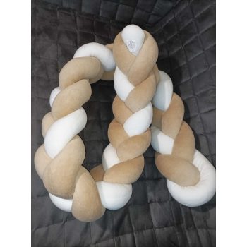   Fonott rácsvédő - 180 vagy 210 cm - bébiplüss, bézs-ekrü