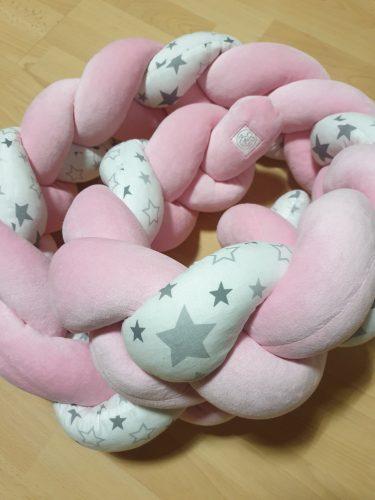 Fonott Rácsvédő - 180 vagy 210 cm - rózsaszín, csillagos