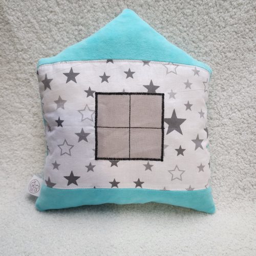 Rácsvédő párna - Házikó, kék, csillagos