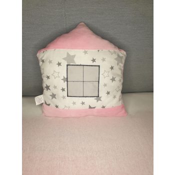 Rácsvédő párna - Házikó, rózsaszín, csillagos