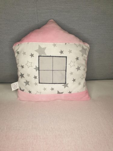 Rácsvédő párna - Házikó, rózsaszín, csillagos