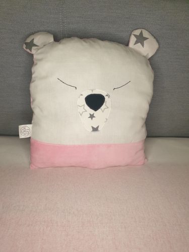 Rácsvédő párna - Maci, rózsaszín, csillagos